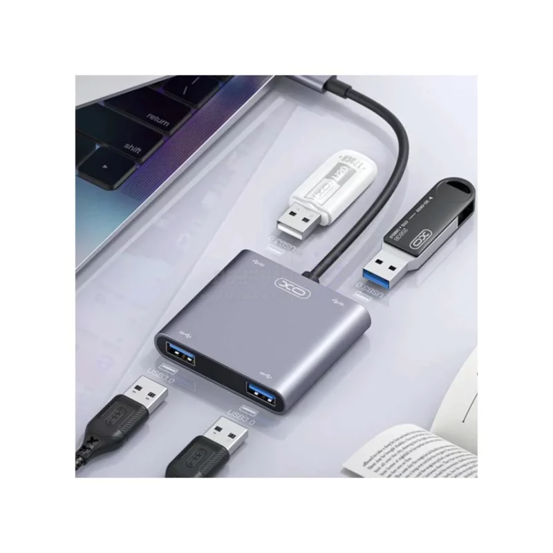 هاب 4 پورت XO Type-C مدل XO-HUB012B - مشکی - تصویر 3