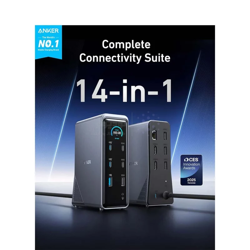 هاب شارژر رومیزی ANKER مدل A83B63A1 160W - مشکی (گارانتی 18ماهه حافظه طلایی ایستا) - تصویر 3