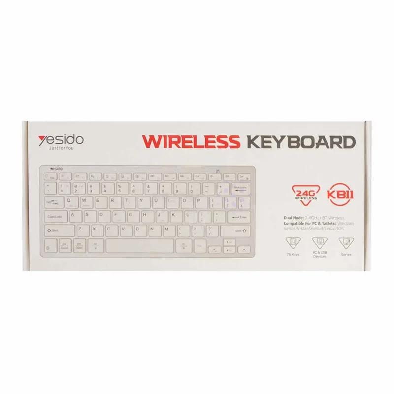 کیبورد بی سیم Yesido مدل KB11 - نقره ای (گارانتی 18 ماه تعویض نیکان همراه) - تصویر 4