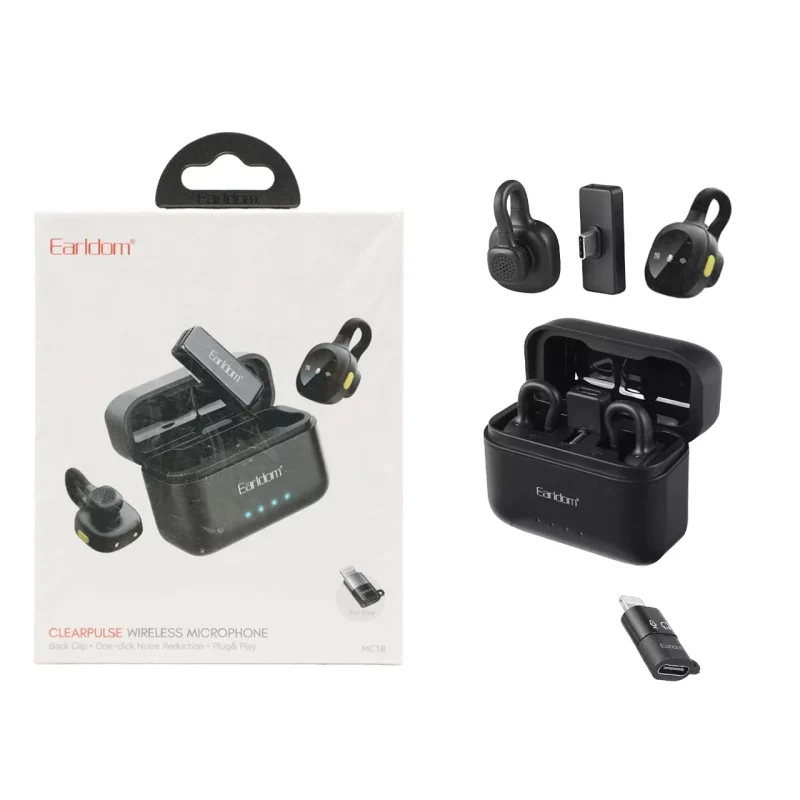 میکروفون بی سیم یقه ای Earldom Type-c مدل MC18 - مشکی(تبدیل هدیه Type-c تو Lightning داخل جعبه) - تصویر 2