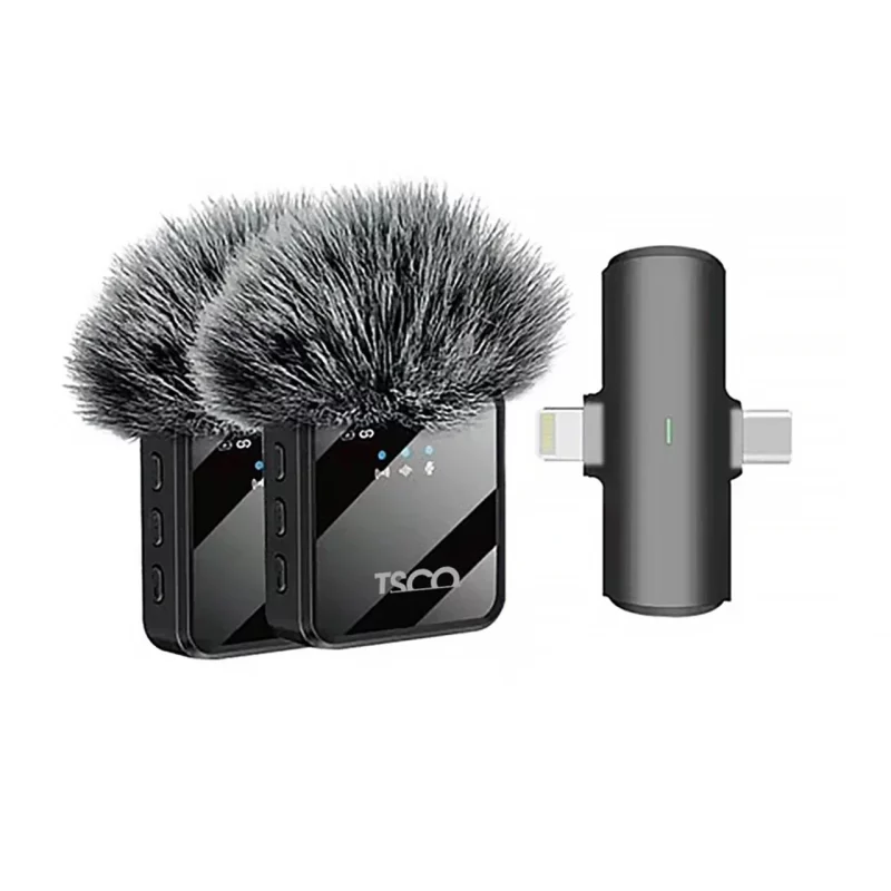 میکروفون یقه ای بی سیم Tsco Type-C/Lightning مدل TMIC 5007 - مشکی (دو میکروفون) (گارانتی 12 ماهه TSCO) - تصویر 2