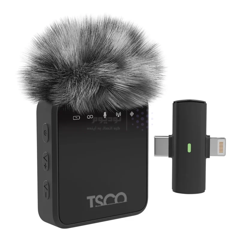 میکروفون یقه ای بی سیم Tsco Type-C/Lightning مدل TMIC 5007 - مشکی (دو میکروفون) (گارانتی 12 ماهه TSCO) - تصویر 5