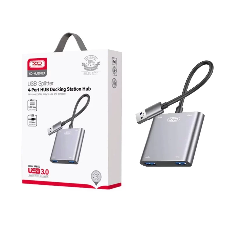 هاب 4 پورت XO USB3.0 مدل XO-HUB012A - نقره ای - تصویر 2