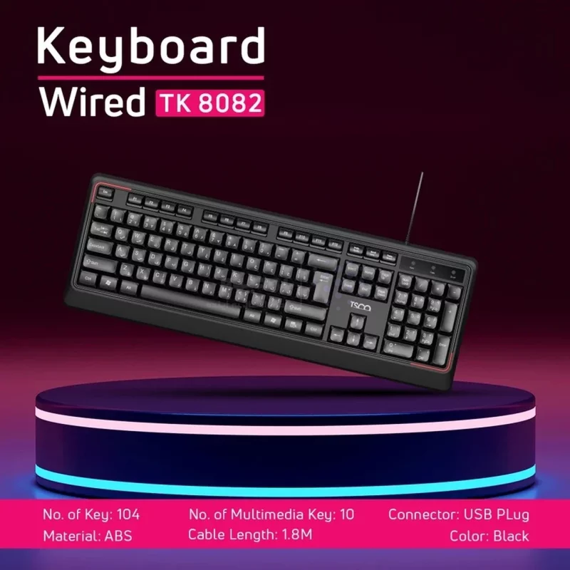کیبورد باسیم TSCO مدل TK 8082 - مشکی - تصویر 6