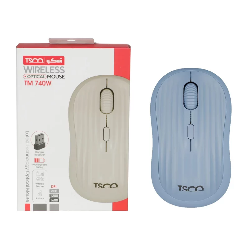 ماوس بی سیم TSCO مدل TM 740W - آبی - تصویر 2