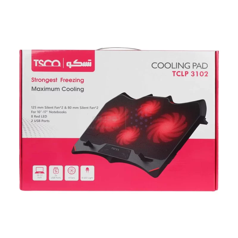 پایه خنک کننده (کول پد) لپ تاپ 17 اینچی چهار فن ال ای دی دار TSCO مدل TCLP 3102 با قابلیت تنظیم ارتفاع - تصویر 7