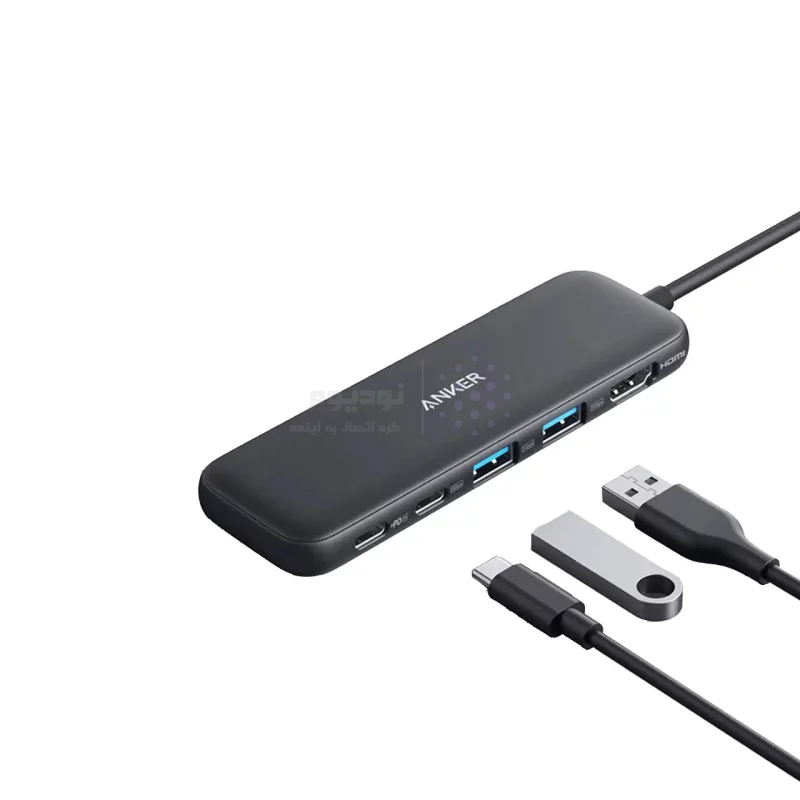 هاب 5 پورت ANKER USB-C مدل A8355 - مشکی (گارانتی 18ماهه حافظه طلایی ایستا) - تصویر 3