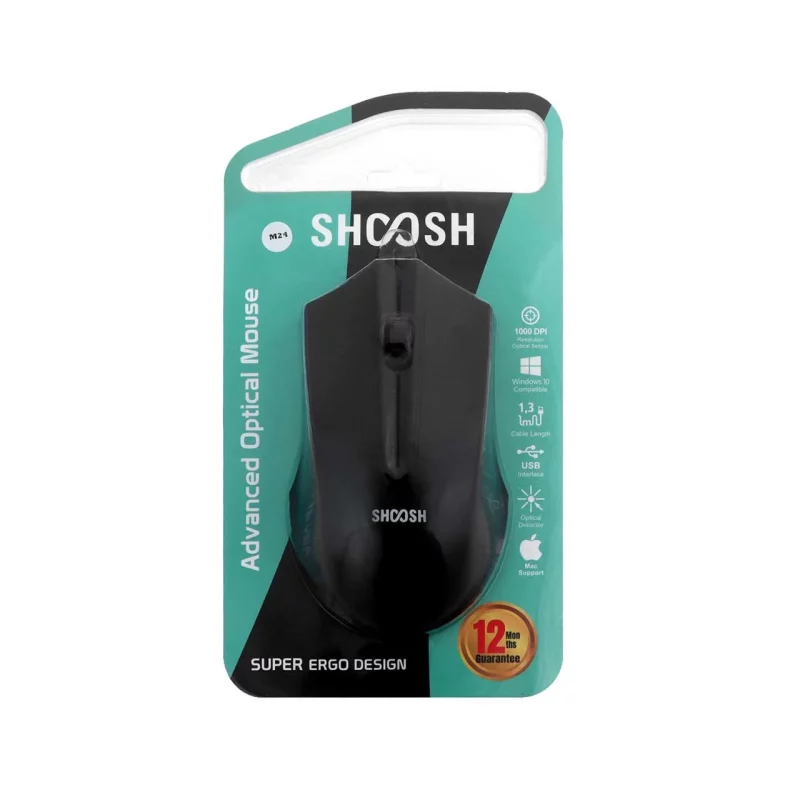 ماوس باسیم Shoosh مدل M24 - مشکی - SMO - تصویر 2