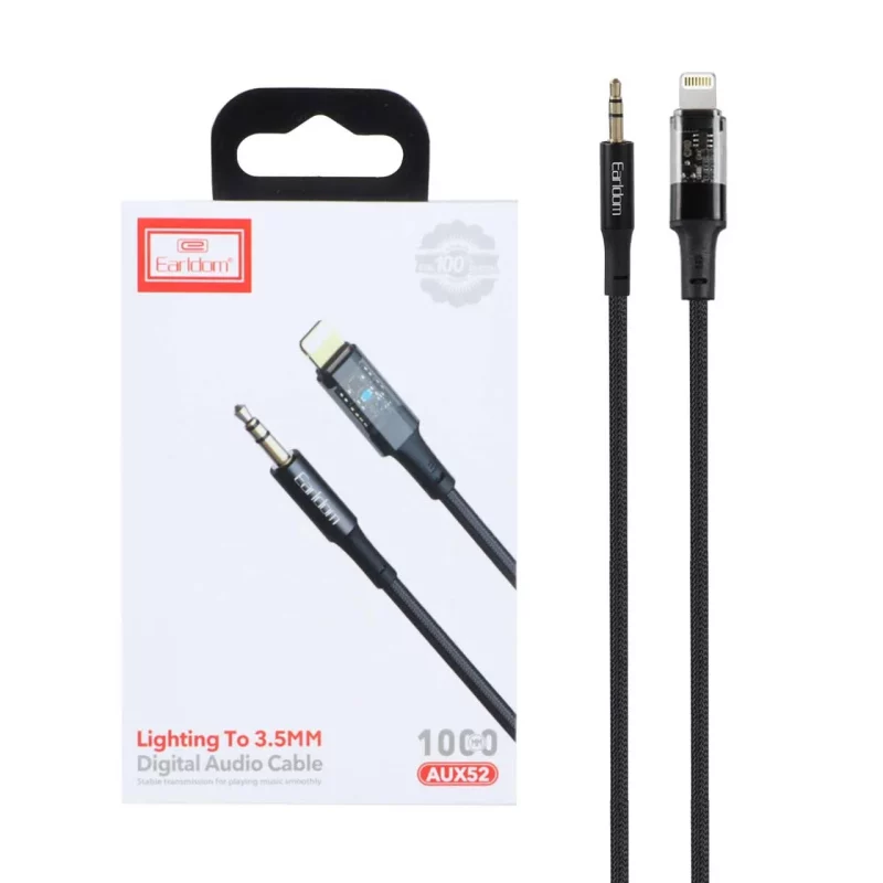 کابل Earldom AUX TO Lightning مدل AUX52 - مشکی - تصویر 2