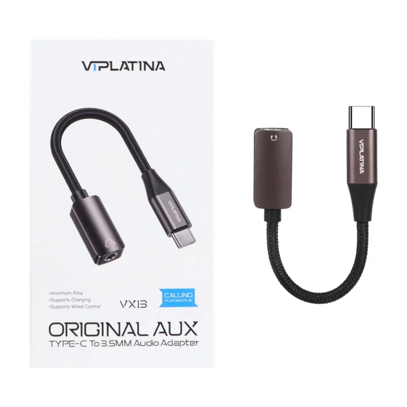 کابل تبدیل Type-C به جک 3.5 میلیمتری VIPLATINA مدل VX13 - مشکی (گارانتی 18 ماه تعویض نیکان همراه) - تصویر 2
