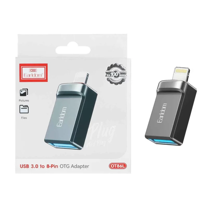 تبدیل Earldom Lightning to USB3.0 مدل OT86L - مشکی - تصویر 2