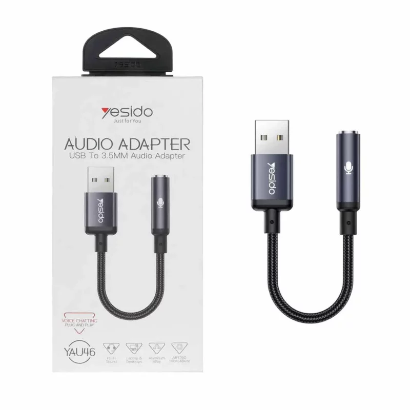 تبدیل Yesido USB به جک 3.5 میلیمتری مدل YAU46 - مشکی (گارانتی 18 ماه تعویض نیکان همراه) - تصویر 2
