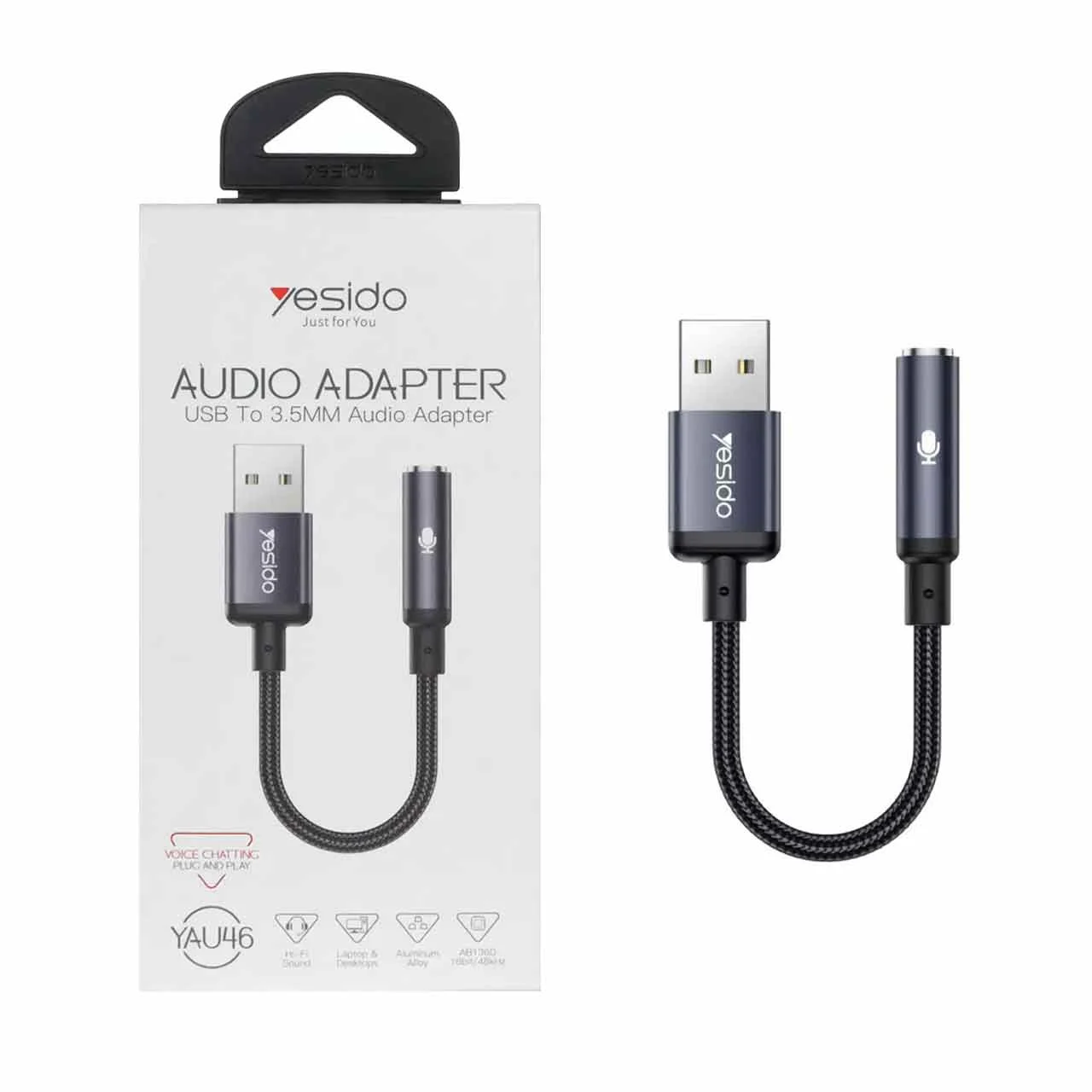 2685-1620504-1 تبدیل Yesido USB به جک 3.5 میلیمتری مدل YAU46 - مشکی (گارانتی 18 ماه تعویض نیکان همراه) - تصویر 1