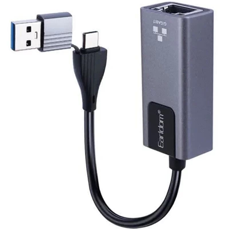 تبدیل Earldom USB & Type-C To Ethernet مدل ET-NC4 - خاکستری - تصویر 2