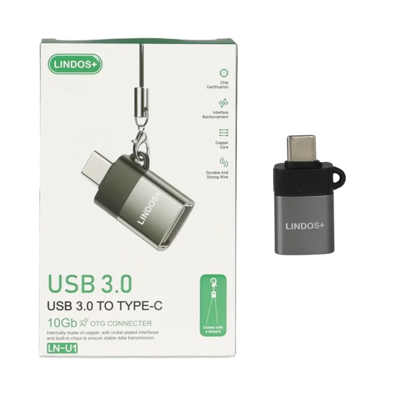 تبدیل Lindos+ Type-C To Usb3.0 مدل LN-U1 - خاکستری - تصویر 2