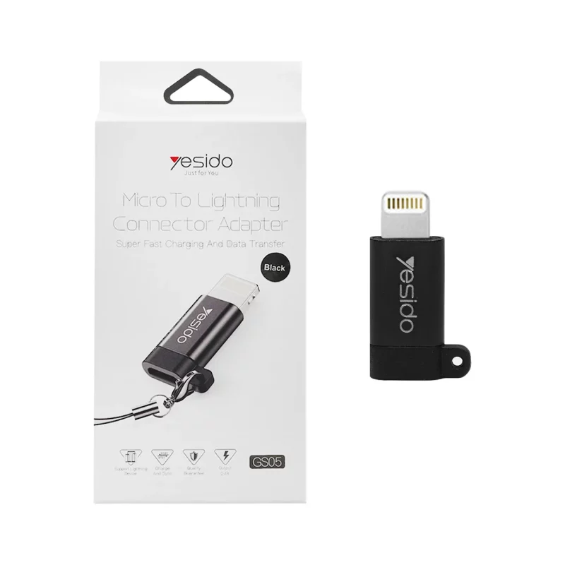 تبدیل اندروید به لایتنینگ yesido مدل GS05-مشکی (گارانتی 18 ماه تعویض نیکان همراه) - تصویر 2