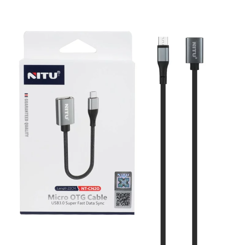 تبدیل NITU OTG TO micro USB مدل CN20 - مشکی خاکستری (گارانتی 18 ماه تعویض نیکان همراه) - تصویر 2