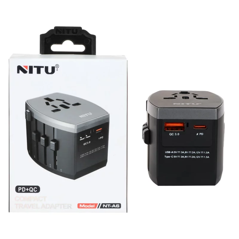 تبدیل برق 3 به 3 NITU مدل NT-A6 - مشکی (گارانتی 18 ماه تعویض نیکان همراه) - تصویر 2