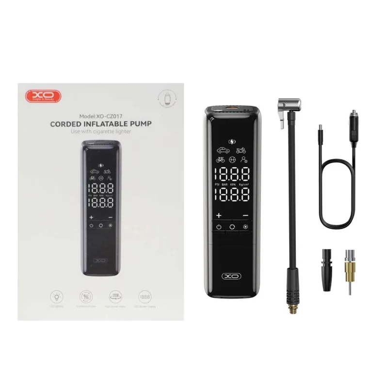 پمپ باد XO مدل XO-CZ017 - مشکی (دارای چراغ قوه LED) - تصویر 2
