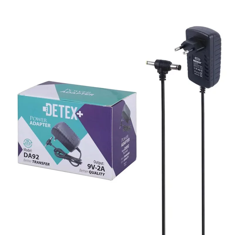 آداپتور 9 ولت 2 آمپر +DETEX مدل DA92 - مشکی - تصویر 2