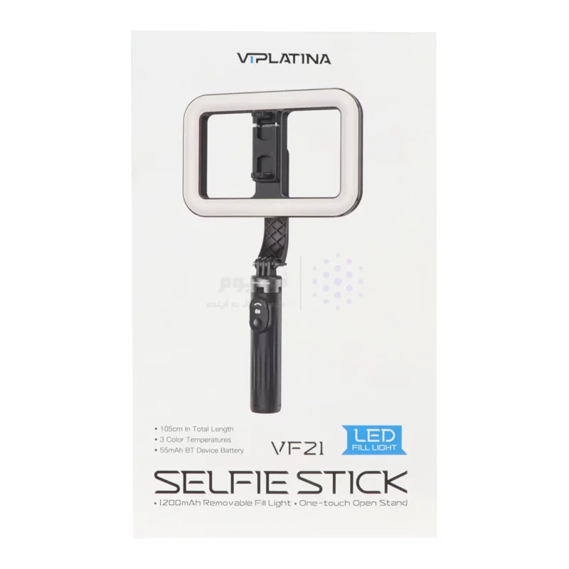 مونوپاد و سه‌پایه رینگ لایت دار گوشی موبایل VIPLATINA مدل VF21 ، ریموت‌دار، ارتفاع 100 سانتی‌متر - مشکی - تصویر 10