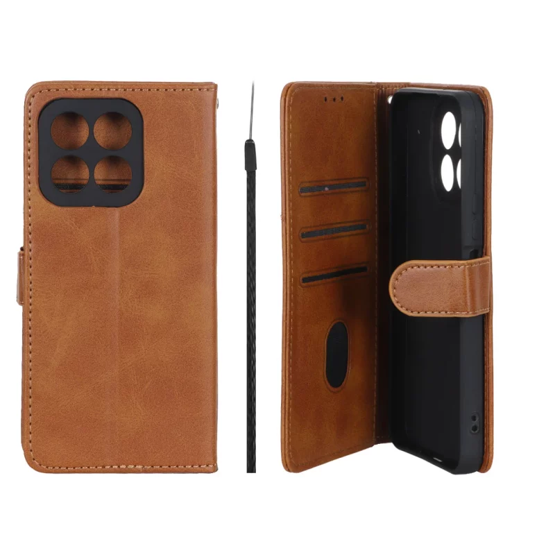 کیف موبایل مگنتی Crystal داخل مخمل Honor X6b - عسلی - تصویر 2