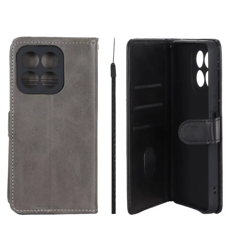 کیف موبایل مگنتی Crystal داخل مخمل Honor X6b - طوسی - تصویر 2