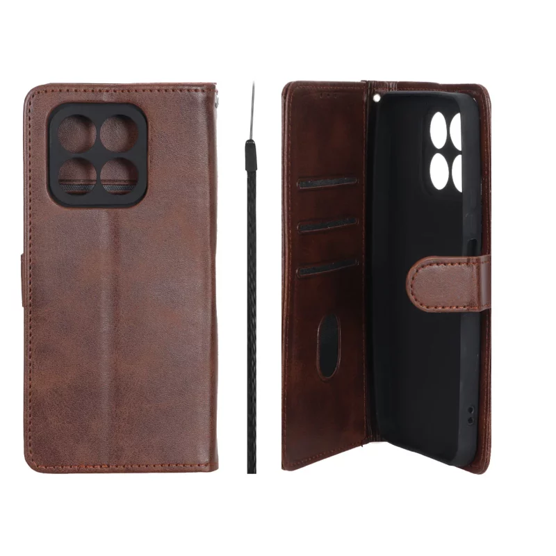 کیف موبایل مگنتی Crystal داخل مخمل Honor X8a - قهوه ای - تصویر 2