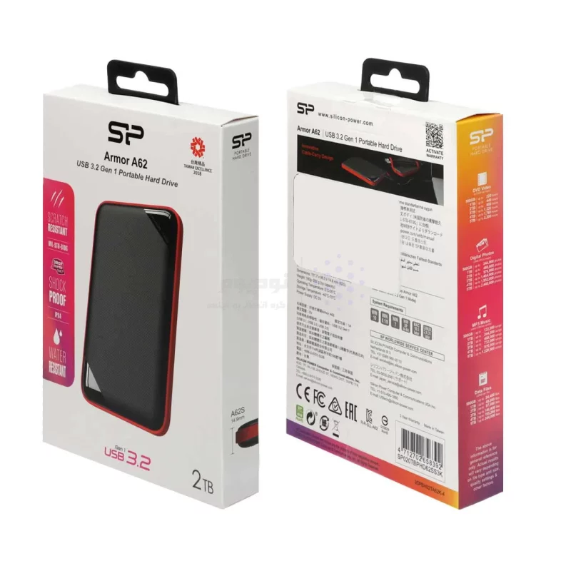 هارد اکسترنال silicon power USB3.2-2TB مدل Armor A62 مشکی - تصویر 10