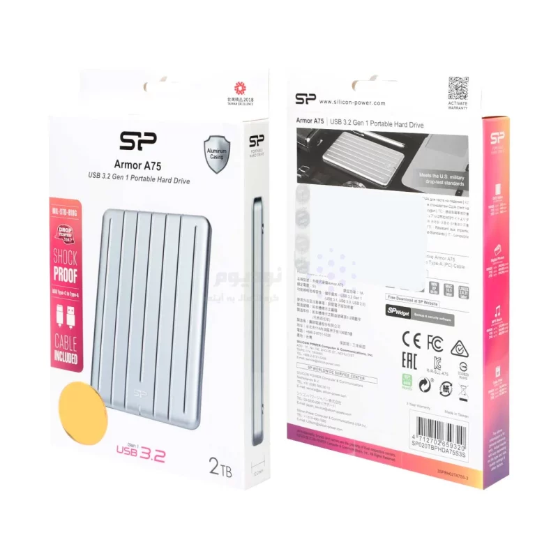 هارد اکسترنال Silicon Power USB3.2 مدل Armor A75 ظرفیت 2TB - نقره ای - تصویر 8