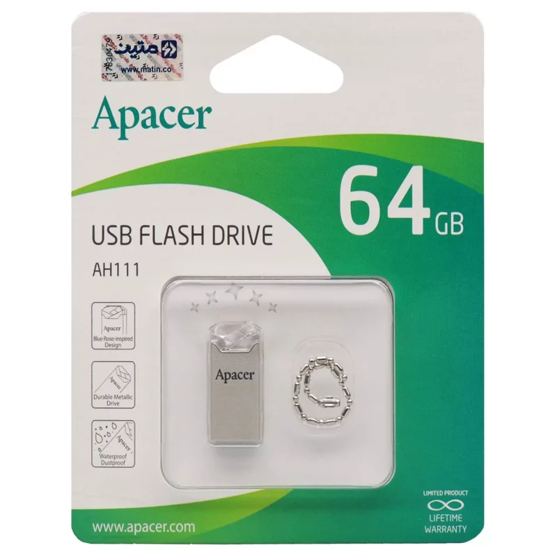 Apacer AH111 USB2.0 Flash Memory-64GB (گارانتی متین)-کریستالی - تصویر 2