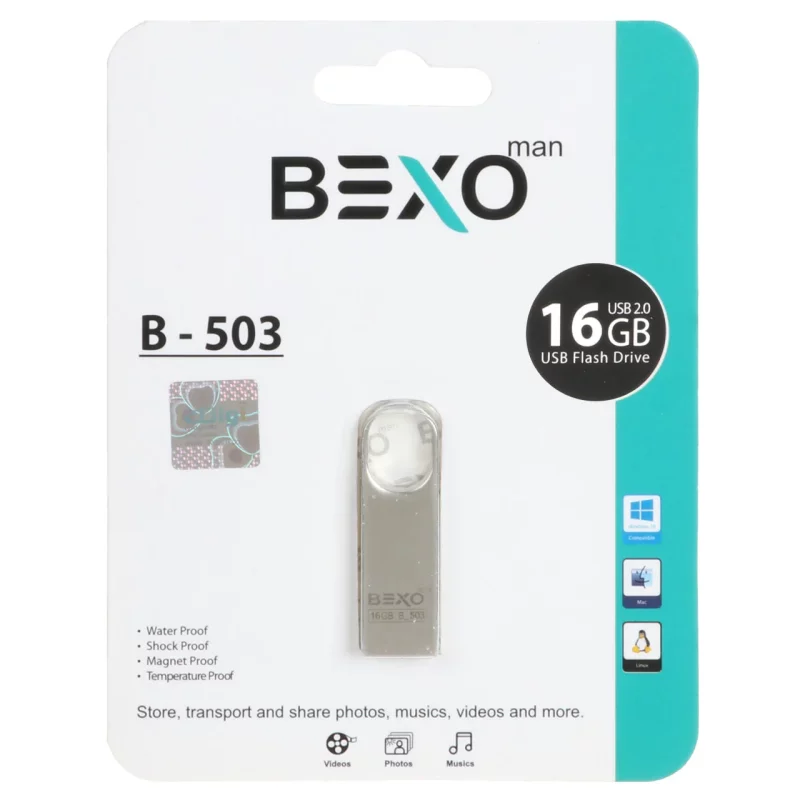 BEXO B-503 USB2.0 Flash Memory - 16GB (گارانتی داده پردازی آواتک) نقره ای - تصویر 2