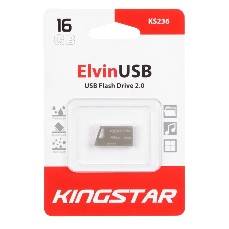KingStar Elvin KS236 USB2.0 Flash Memory - 16GB (گارانتی متین) نقره ای - تصویر 2