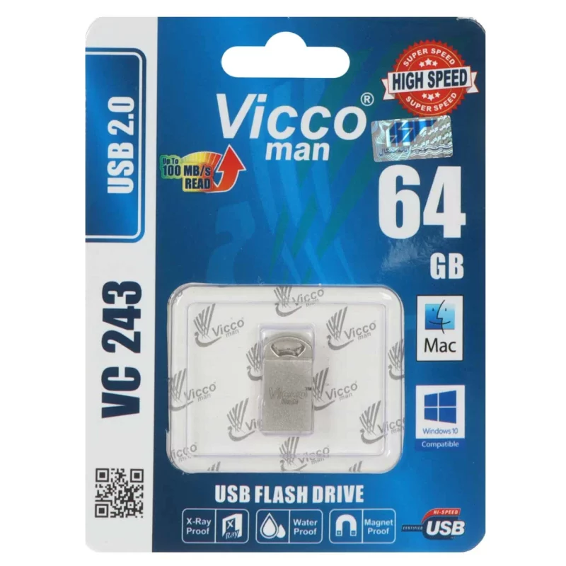 نقره ای Vicco man VC243 S USB2.0 Flash Memory - 64GB - تصویر 2