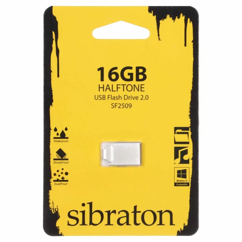 Sibraton HALFTONE SF2509 USB2.0 Flash Memory - 16GB (گارانتی متین) نقره ای - تصویر 2