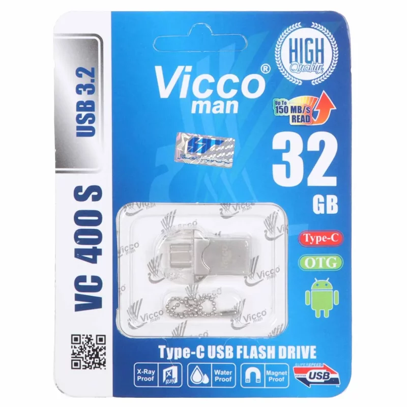Vicco man VC400 S USB3.2 Type-C Flash Memory - 32GB - نقره ای - تصویر 2