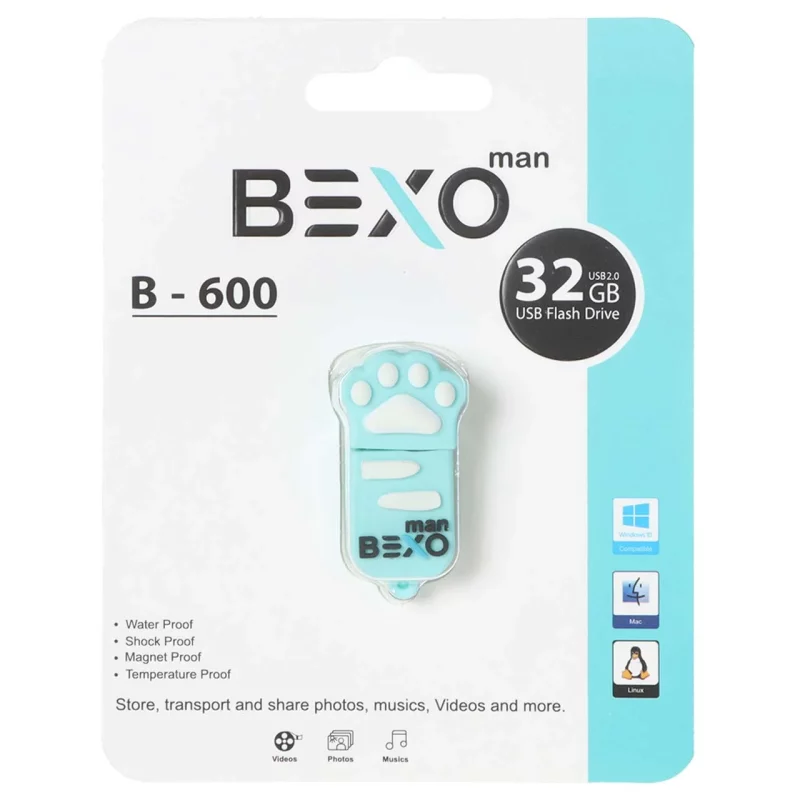 BEXO B-600 USB2.0 Flash Memory - 32GB (گارانتی داده پردازی آواتک) آبی روشن - تصویر 2