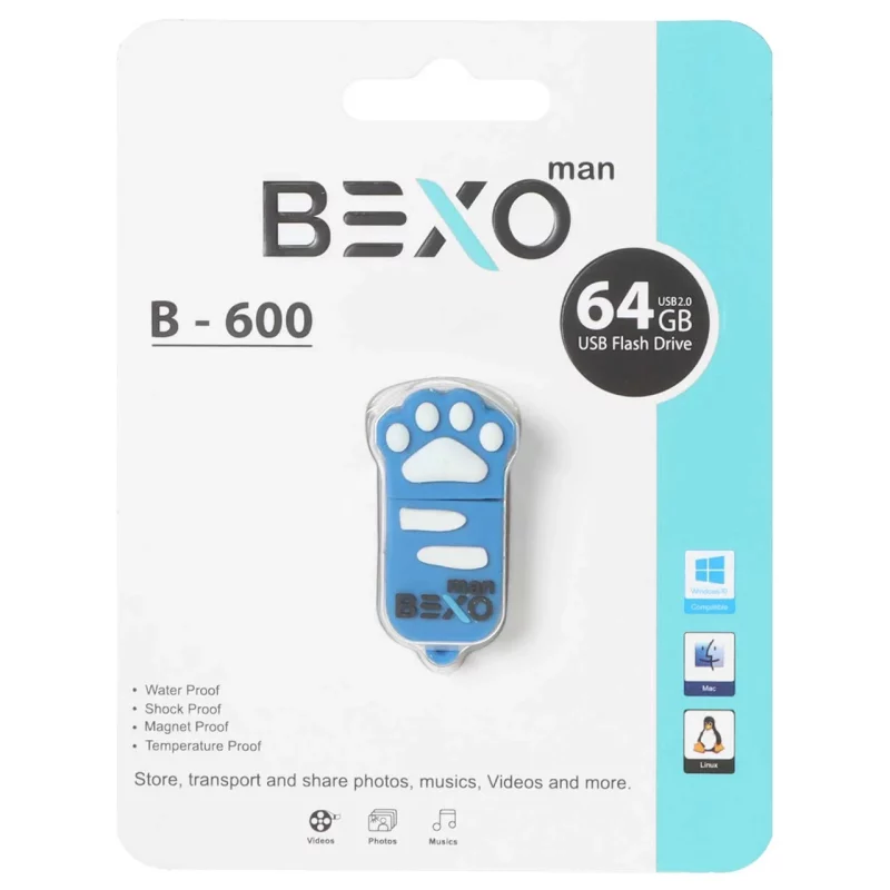 BEXO B-600 USB2.0 Flash Memory-64GB (گارانتی داده پردازی آواتک) آبی کاربنی - تصویر 2