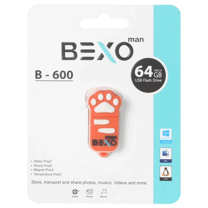 BEXO B-600 USB2.0 Flash Memory-64GB (گارانتی داده پردازی آواتک) نارنجی - تصویر 2