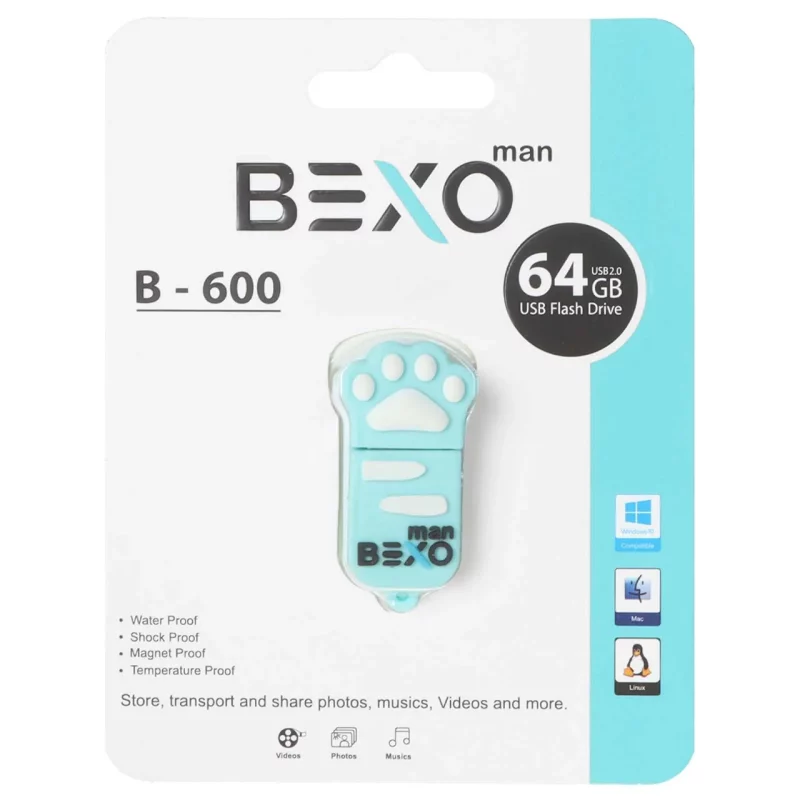 BEXO B-600 USB2.0 Flash Memory-64GB (گارانتی داده پردازی آواتک) آبی روشن - تصویر 2