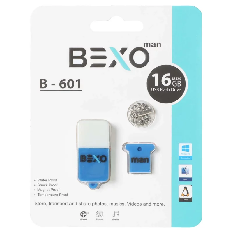 BEXO B-601 USB2.0 Flash Memory-16GB (گارانتی داده پردازی آواتک) آبی کاربنی - تصویر 2