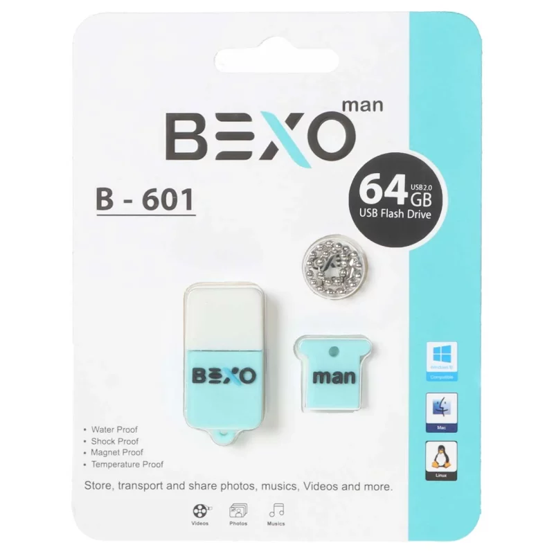 BEXO B-601 USB2.0 Flash Memory-64GB (گارانتی داده پردازی آواتک) آبی روشن - تصویر 2