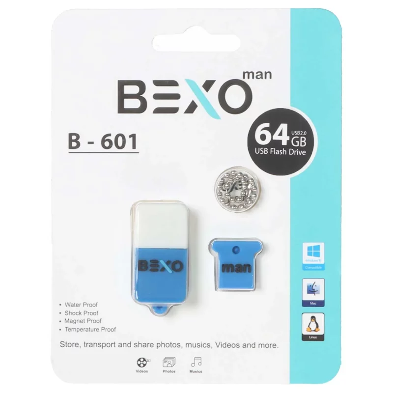 BEXO B-601 USB2.0 Flash Memory-64GB (گارانتی داده پردازی آواتک) آبی کاربنی - تصویر 2