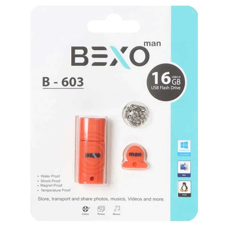 BEXO B-603 USB2.0 Flash Memory-16GB (گارانتی داده پردازی آواتک) نارنجی - تصویر 2