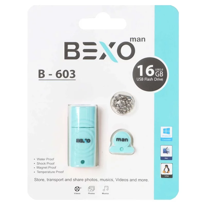 BEXO B-603 USB2.0 Flash Memory-16GB (گارانتی داده پردازی آواتک) آبی روشن - تصویر 2