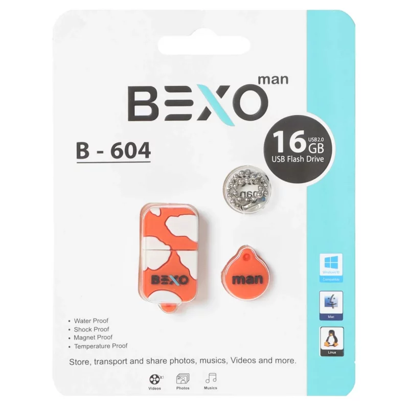 BEXO B-604 USB2.0 Flash Memory-16GB (گارانتی داده پردازی آواتک) نارنجی - تصویر 2