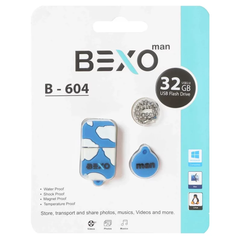 BEXO B-604 USB2.0 Flash Memory-32GB (گارانتی داده پردازی آواتک) آبی کاربنی - تصویر 2