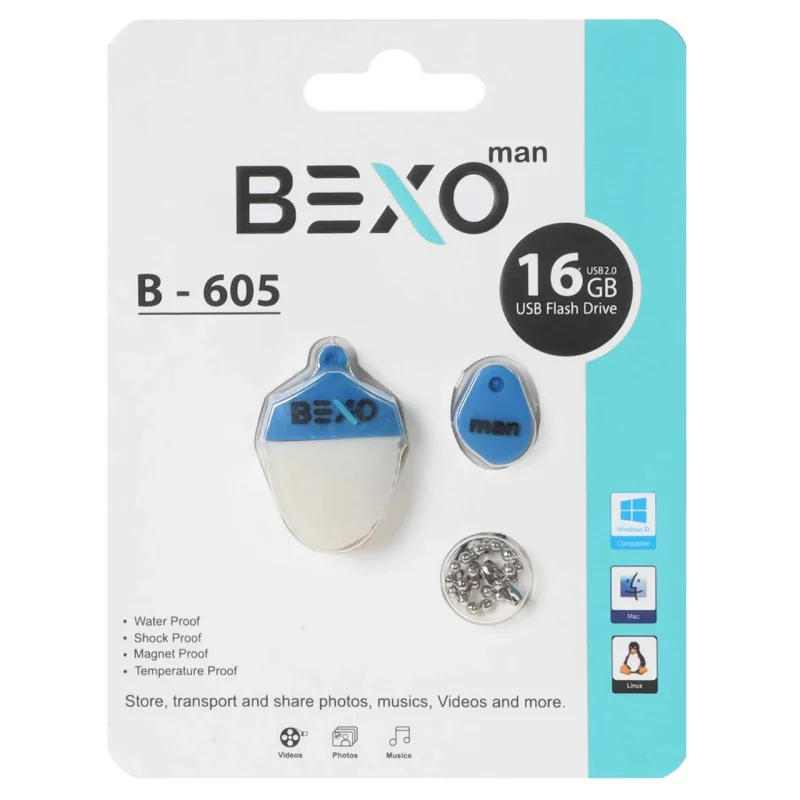 BEXO B-605 USB2.0 Flash Memory-16GB (گارانتی داده پردازی آواتک) آبی کاربنی - تصویر 2