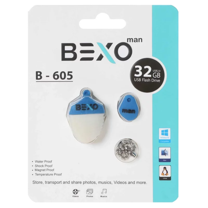 BEXO B-605 USB2.0 Flash Memory-32GB (گارانتی داده پردازی آواتک) آبی کاربنی - تصویر 2