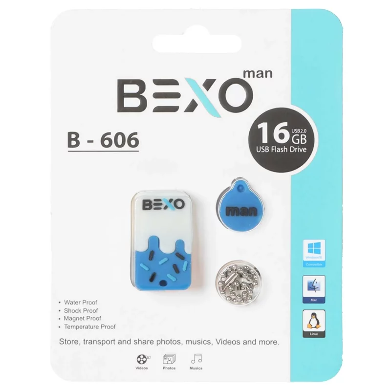 BEXO B-606 USB2.0 Flash Memory-16GB (گارانتی داده پردازی آواتک) آبی کاربنی - تصویر 2